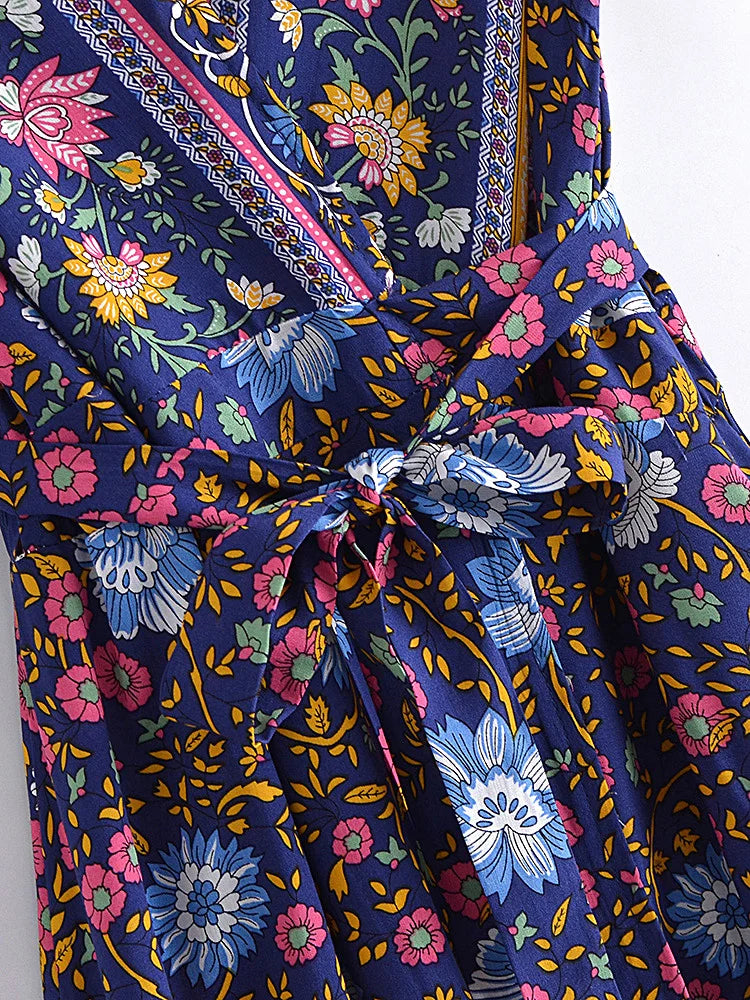 Floral Print Ruffle Wrap Dress - 5 Colors