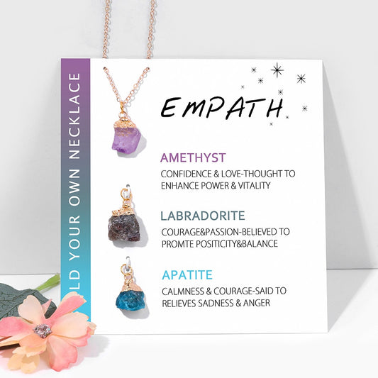 Chakra Balancing Natural Stone Jewelry Charm Necklace With Interchangeable Pendant Raw Natural Quartz - Empath