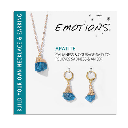 Chakra Balancing Natural Stone Jewelry Necklace & Earrings Set - Apatite